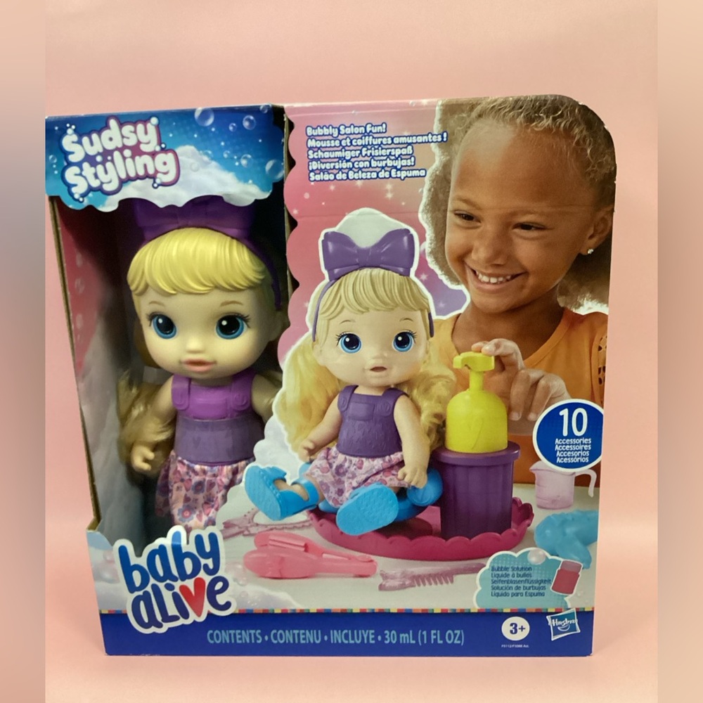 Baby Alive Sudsy Styling Doll - Blonde with Purple Dress